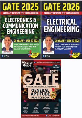 GATE Electronics and Communication, Electrical and General Aptitude Practice  - 2025 | Previous Year Solved Papers (1996 - 2025) with Detailed Solution | Topic Wise Sorted Question Bank with Detailed Explanation | Best Seller Guide for GATE Electrical Engineering and Electronics and Communication Ex
