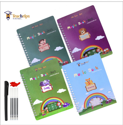 Magic Book Telugu  - 4 Books / 1 Pen Set / Reusable / Telugu Writing(Wiro Binding, Sejal Bhuva)