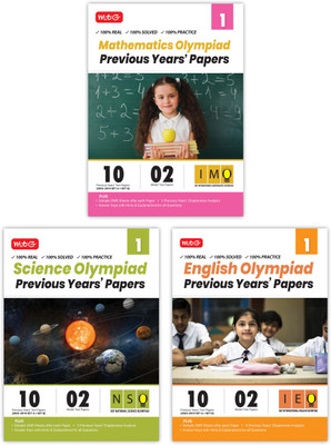 MTG IMO-NSO-IEO Class-1 Olympiad Previous Years Papers (2023-2019 Set A & B) Mathematics, Science & English (Set of 3 Books) | Mock Test Papers with Sample OMR Sheet For 2024-25 Exam(Paperback, MTG Editorial Board)