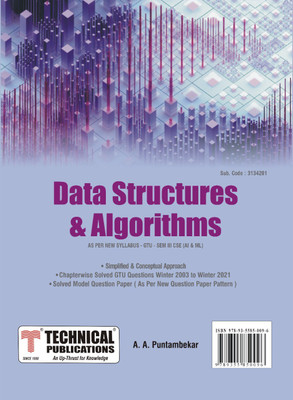 Data Structures and Algorithm for GTU 20 Course (III - CSE (Artificial INTELLIGENCE & Machine Learning - 3134201)(Paperback, A. A. Puntambekar)