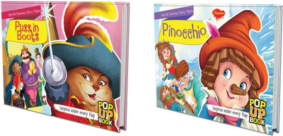 Pinocchio and Puss in Boots World Famous Fairy Tales : Famous fairy story book, Children's popup book, Storybook for children | Pack of 2 pop-up books(Paperback, SAWAN)