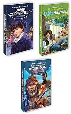 3 All time great classics (David Copperfiedl, The Adventures of Tom Sawyer, The Adventures of Robinson Crusoe) Sawan(Book, Swami Vivekananda)