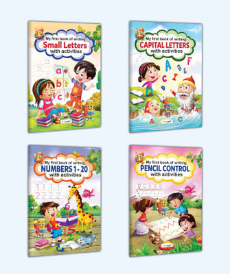 My First Book of Writing Capital Letters, Small Letters, Pencil Control and Numbers 1-20 with activities : Writing Practice for Kids, Kids Writing Book, Children Activity Books | Pack of 4 books(Paperback, GOWOO)