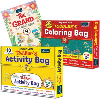 Super Cute Toddlers Activity & Coloring Bags+The Grand Coloring Book-4(Set of 3)(Paperback, BOOKFORD)