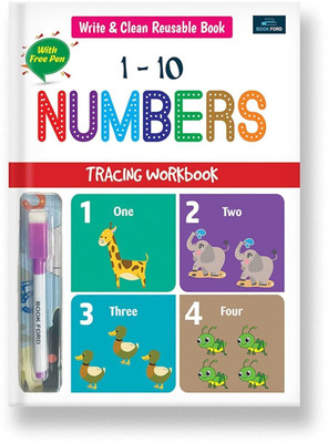 Write and Clean Reusable Book - 1 to10 Number Tracing Workbook For Kids - Boost Early Math Skills(Paperback, BOOKFORD PUBLICATIONS PVT. LTD.)
