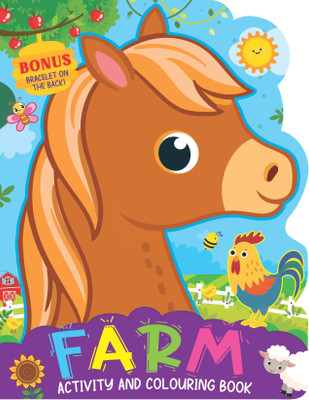 Farm Activity and Colouring Book- Die Cut Animal Shaped Book  - With Mazes, Dot-to-Dot, Word Search, Colour by Number & Fun Brain-Boosting Activities | Improves Fine Motor Skills & Creativity(English, Paperback, unknown)
