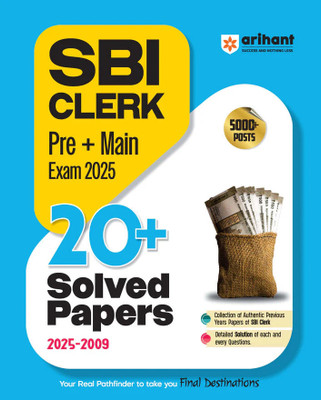 Arihant SBI Clerk Pre + Main Exam 2025 | 20+ Solved Papers (2009-2025) | Previous Year Question Papers with Detailed Solutions | English Medium(Paperback, Arihant Expert Team)