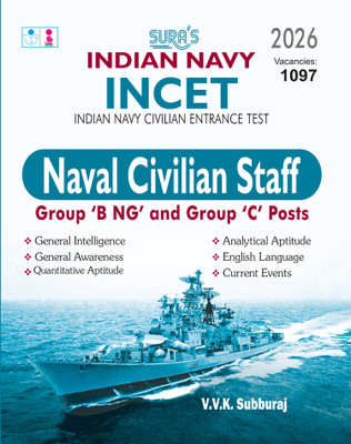 SURA`S Indian NAVY INCET Naval Civilian Staff Group`B NG` and Group `C` Posts Exam Book Guide in English Medium 2026(Paperback, VVK SUBBURAJ)