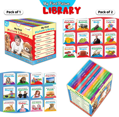 Toddlers learning library box set (Red and Blue Edition) : Learning board book for kids, My First Picture Library Box, Library Boxset of 24 Board Books For Children(Board Book, GO WOO)