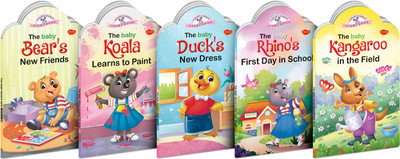 The baby Bear's New Friends, Koala Learns to Paint, Duck's New Dress, Rhino's First Day in School and Kangaroo in the Field : Baby Animals book, Stories for young learners | Pack of 5 books(Board Book, Manoj Publications)