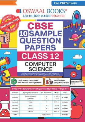 Oswaal Cbse Sample Question Papers Class 12 Computer Science(English, Paperback, unknown)