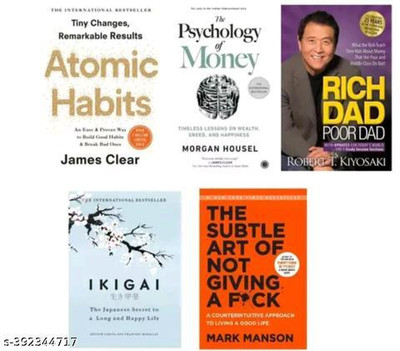 5 BEST SELLING COMBO BOOK SET (ATOMIC HABITS,PSYCHOLOGY OF MONEY, RICH DAD POOR DAD , IKIGAI , THE SUBTLE ART OF NOT GIVING A F*CK)(Paperback, JAMES CLEAR, ROBERT KYOSAKI, MORGAN HOUSAL, MARK MANSON)