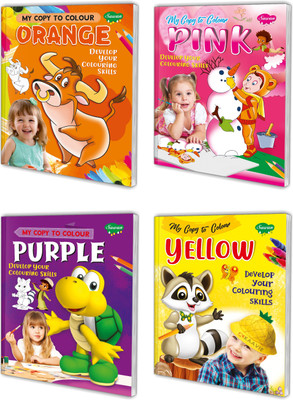 My Copy to Colour Orange, My Copy to Colour Pink, My Copy to Colour Purple and My Copy to Colour Yellow Book for Kids : Colouring Book for Children, Copy to Colouring Books, Fun-Interesting Colouring Books | Set of 4 My Colour to Copy Colouring Books.(Paperback, SAWAN)