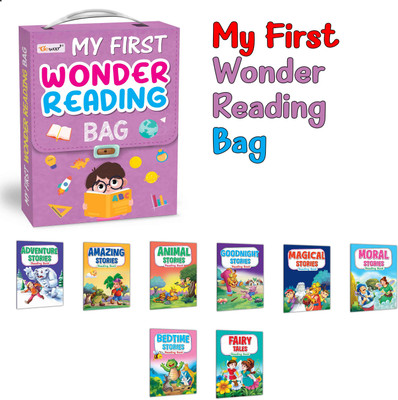 Toddlers learning library Story bag : Learning Story book for kids with moral, My First Picture Library Bag, Library Boxset of 8 Story Books For Children(Paperback, GO WOO)