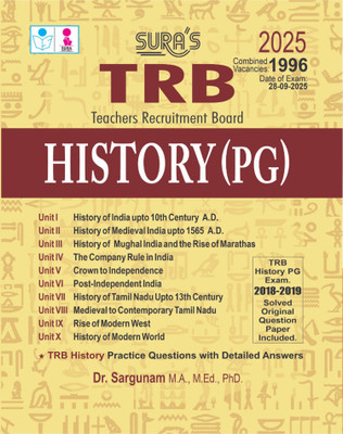 SURA`S TRB PG (Teachers Recruitment Board) History Exam Book Guide in English Medium - Latest Edition 2026(Paperback, Dr. Sargunam M.A., M.Ed., Ph.D.)