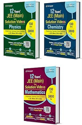 Cengage 12 years Jee mains chapterwise topicwise solved questions of jee (main) 2013 - 2024 with solution videos [ physics + chemistry + maths ]- with QR mock test set of 3 books for 2025 exam  - JEE Main 12 Years Solved Papers with Solution Videos: Physics, Chemistry & Mathematics Combo Set of 3 Bo