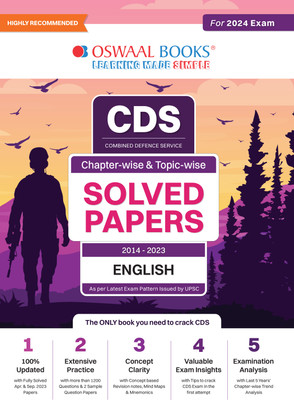 Oswaal CDS Question Bank | Previous Years Solved Question Papers Chapter-Wise & Topic-Wise English (2014-2023) For 2024 Exam(Paperback, Oswaal Editorial Board)