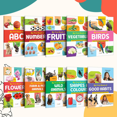 Toddlers learning library : Learning book for kids, My First Picture Book Collection For Early Learning With 10 Topics, birthday gifts for Toddler(Cards, GO WOO)