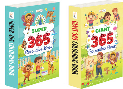 SUPER and GAINT - 365 Colouring Book :- Creative learning books for kids, Colouring book for toddlers, Preschool colouring workbook, Colour and learn combo | Pack of 2 colouring book(Paperback, GOWOO)
