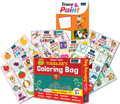 Super Cute Toddlers Coloring Bag + Trace & Paint Book (Set of 2)(Paperback, BOOK FORD)