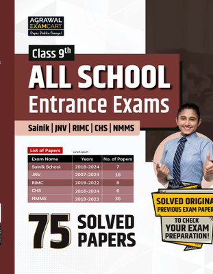 Examcart Class 9th All School Entrance Exams Book | 75 Solved Papers | Sainik School, Navodaya Vidyalaya, Central Hindu School, NMMS | Previous Year Papers with Answers | English Medium(Paperback, Examcart Experts)