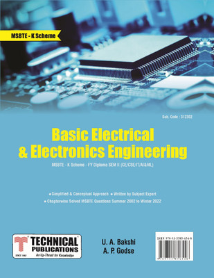 BASIC ELECTRICAL AND ELECTRONICS ENGINEERING MSBTE -K Scheme - FY DIPLOMA (II - CE/CSE/IT/AI&ML - 312302)(Paperback, U. A. Bakshi, A. P. Godse)