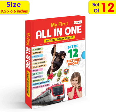 My First All in One Picture Library Box Of 12 (Pre-School Books) | Gift Set For Kids in Red(Paperback, GOWOO)