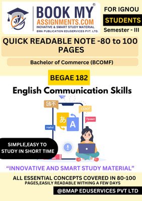 BEGAE 182 English Communication Skills | IGNOU BA General Program Book | 130 to 150 Pages | Fast Revision Notes | Exam-Oriented Content | Printed on 80 GSM High-Quality White Paper (Hindi Edition)(Paperback, BMA Publication)