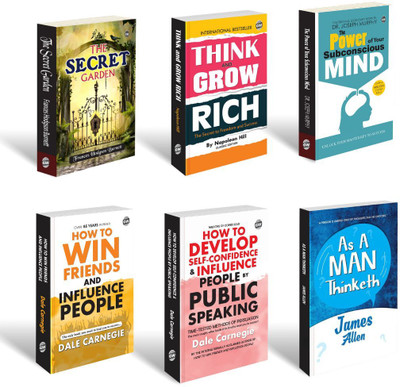 Think and grow rich,The Secret garden, The Power of subconscious Mind, How to Win Friends and Influence People, How to develop self confidence, As A Man Thinketh. COMBO OF 6 SELF HELP BOOKS(Book, SHINILIFESTYLE)