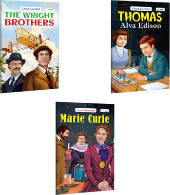 Marie Curie, The Wright Brothers and Thomas Alva Edison (Great Scientists) :- Stories for kids, Picture books for children age 6-10, Fun learning stories for kids | Pack of 3 Books(Paperback, GOWOO)
