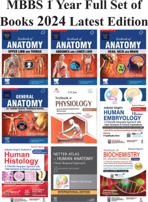 MBBS 1ST YEAR Full SET 2024 Edition= (Textbook Of Anatomy:Upper Limb and Thorax, Vol 1, Abdomen And Lower Limb, Vol 2, Head, Neck And Brain, Vol 3, 3rd Revised And Updated Edition) General Anatomy 4th Edition (Vishram singh) + Textbook Of Physiology (AK Jain 10th Ed) + Textbook Of Biochemistry (DM V