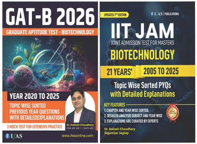 GAT B Biotechnology and IIT JAM Biotechnology  - Topicwise Solved Questions with Detailed Solutions | GAT B (2020–2025) & JAM (2005–2025) PYQs | Best Seller Previous Year Question Paper Book for IIT JAM, GAT B, CUET PG, DBT JRF, MSc Biotechnology Entrance Exams in India | IFAS Publications(Paperback