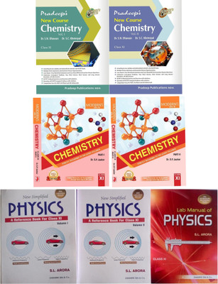 combo of book (Pradeep's New Course Chemistry for Class 11 + New Simplified Physics (Volume-1 & 2+ Lab Manual Of Physics + MOD ABC PLUS OF CHEMISTRY CLASS-11 (PART-1 & 2))(Paperback, S.C. Kherpa, sl arora, SP JAUHAR)