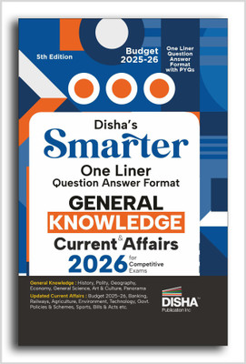 Disha's SMARTER One Liner Question Answer Format General Knowledge & Current Affairs 2026 for Competitive Exams 5th Edition | UPSC, PSC, SSC, Bank, Railways RRB, CDS, NDA, Police, Constable, CUET(Paperback, Disha Experts)