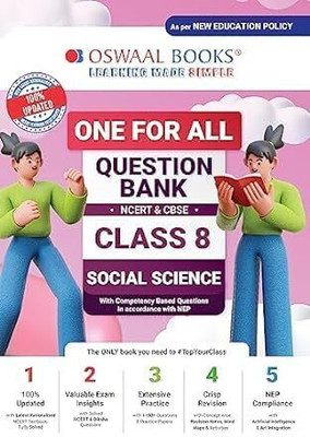 Oswaal One for All Question Bank Ncert and Cbse, Class-8 Social Science (for 2024 Exam)(English, Paperback, Jain P.)