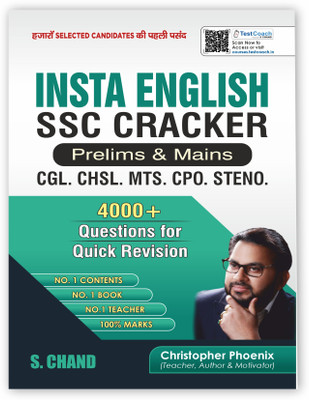 Insta English SSC Cracker Book for All SSC Competitive Exams 2025 (Prelims & Mains) CGL CHSL MTS CPO GD Steno (Stenographer) Exam | 4000+ Question | Previous Year Solved Papers | Common Errors Based on PYQ | English Language Grammar | Vocabulary (Vocab) Based Questions | Masterpiece by Christopher P