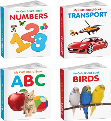 My First Library Kids Board Books ABC, Transport, Birds and Numbers : Learning board books for babies, Educational toddler board books, Baby board books collection | Pack of 4 Books for kids(Board Book, GOWOO)