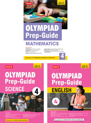 MTG Olympiad Prep-Guide Class-4 Mathematics, Science & English (Set of 3 Books) - Detailed Theory, Self Test with IMO-NSO-IEO Chapterwise Previous Year Question Paper For SOF 2024-25 Exam(Paperback, MTG Editorial Board)