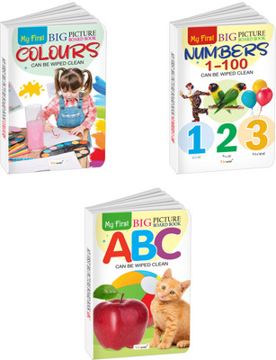 My First Big Picture Board Book ABC, Numbers 1-100 and Colours : Interactive board books for toddlers, Board books for early learners, Developmental board books for toddlers | Pack of 3 board books(Board Book, GOWOO)