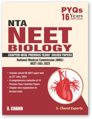 PYQs 16 Years (2009-2024) NTA NEET Biology Previous Year Solved Question Papers with NEET PYQ Chapterwise Topicwise Solutions Biology For NEET Exam 2025 | NMC NEET UG 2025 (Based on Latest Syllabus) - S Chand's Exam Book(Paperback, S Chand Expert)
