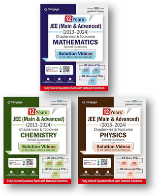 Cengage - 12 Years JEE Mains & Advanced - Solved PYQs - Physics + Chem. + Maths - 2013-2024 - Set of 3 Books - with VIDEO SOLUTIONS + QR Code for Online Material [ENGLISH MEDIUM](Paperback, CENGAGE LEARNING EXPEART TEAM)