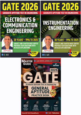 GATE Electronics and Communication, Instrumentation and General Aptitude Practice  - 2026 [Set of 3 Books] | Previous Year Solved Papers (1996 - 2025) with Detailed Solution | Topic Wise Sorted Question Bank with Detailed Explanation | Best Seller Guide for GATE Instrumentation Engineering and Elect