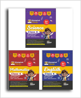 Combo Class 4 (set of 3 books) Olympiad Champs Science, Mathematics & English with Past Questions 6th Edition(Paperback, Disha Experts)