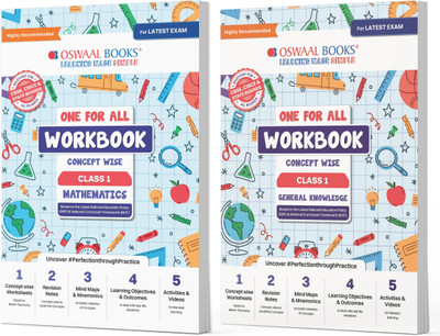 Oswaal One For All Workbook Concept Wise Class-1 Mathematics & General Knowledge (Set Of 2 Books) (For Latest Exam)(Product Bundle, Oswaal Editorial Board)