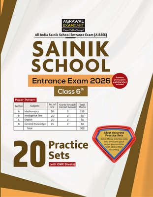 Examcart Sainik School Class 6 Entrance Exam 2026 Book | 20 Practice Sets with OMR Sheets | AISSEE Based Latest Paper Pattern & Syllabus (English)(Paperback, Examcart Experts)