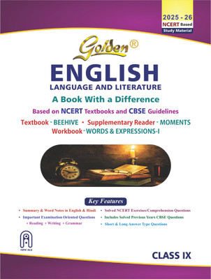 Golden English Language and Literature Study Material Based on NEW NCERT Beehive and Moments for Class-9 | For CBSE 2026 Board Exams | Solved NCERT Exercises | Previous Board Paper Solved(English, Paperback, Gupta R. K.)