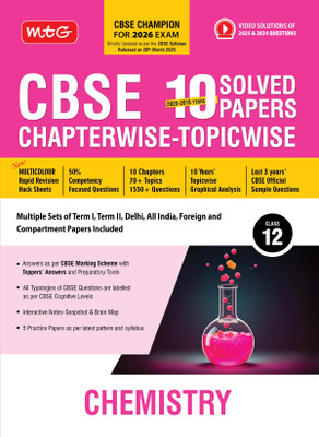 Mtg Cbse 10 Years (2025-2016) Chapterwise Topicwise Solved Papers Class 12 Chemistry - Cbse Champion for 2026 Exam(English, Paperback, unknown)