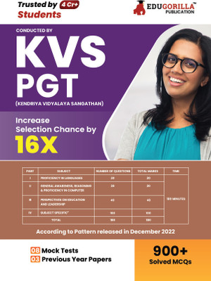 KVS PGT Book : Post Graduate Teacher -(English Edition)  - 2024 | 8 Mock Tests and 3 Previous Year Papers (1000 Solved Questions) with Free Access to Online Tests(English, Paperback, Edugorilla Prep Experts)