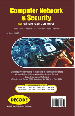 Computer Network & Security for SPPU 19 Course (TE - VI - IT - 314451) (Decode) (END SEM)(Paperback, VILAS S. BAGAD, IRESH A. DHOTRE)