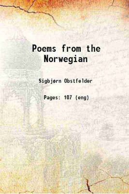 Poems from the Norwegian 1920 [Hardcover](Hardcover, Sigbjørn Obstfelder)